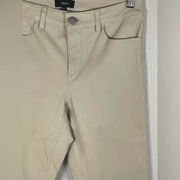Theory Cream Skinny Lamb Leather Pants Jeans Sz 00 - Picture 4 of 9
